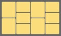 Dimensions 16x9 trendy bento grid layout style brick Ui UX templates. Web comic grids, rounded corners. Different panel