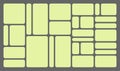 Dimensions 16x9 trendy bento grid layout style brick Ui UX templates. Web comic grids, rounded corners. Different panel