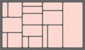 Dimensions 16x9 trendy bento grid layout style brick Ui UX templates. Web comic grids, rounded corners. Different panel