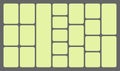 Dimensions 16x9 trendy bento grid layout style brick Ui UX templates. Web comic grids, rounded corners. Different panel