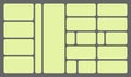 Dimensions 16x9 trendy bento grid layout style brick Ui UX templates. Web comic grids, rounded corners. Different panel