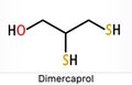 Dimercaprol, BAL, British anti-Lewisite, C3H8OS2, molecule. It is chelating agent, antidote against poison gas lewisite Royalty Free Stock Photo