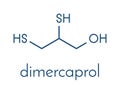 Dimercaprol BAL, British Anti-Lewisite metal poisoning antidote molecule. Skeletal formula. Royalty Free Stock Photo