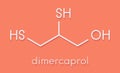 Dimercaprol BAL, British Anti-Lewisite metal poisoning antidote molecule. Skeletal formula. Royalty Free Stock Photo