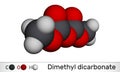 Dimethyl dicarbonate, DMDC, velcorin, dimethyl pyrocarbonate molecule. It is beverage preservative, sterilant, food Royalty Free Stock Photo