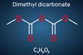 Dimethyl dicarbonate, DMDC, velcorin, dimethyl pyrocarbonate molecule. It is beverage preservative, sterilant, food Royalty Free Stock Photo