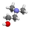 Dimethylaminoethanol (dimethylethanolamine, DMEA, DMAE) molecule. 3D rendering. May have beneficial effects on health, including