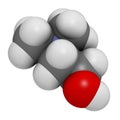 Dimethylaminoethanol (dimethylethanolamine, DMEA, DMAE) molecule. 3D rendering.  May have beneficial effects on health, including Royalty Free Stock Photo