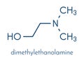 Dimethylaminoethanol dimethylethanolamine, DMEA, DMAE molecule. May have beneficial effects on health, including lifespan. Royalty Free Stock Photo