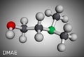 Dimethylethanolamine, dimethylaminoethanol, DMAE, DMEA molecule. It is tertiary amine, curing agent and a radical scavenger. Royalty Free Stock Photo