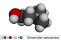 Dimethylethanolamine, dimethylaminoethanol, DMAE, DMEA molecule. It is tertiary amine, curing agent and a radical scavenger. Royalty Free Stock Photo