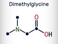 Dimethylglycine, DMG, molecule. It is derivative of the amino acid glycine. Skeletal chemical formula