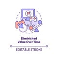 Diminished value over time concept icon Royalty Free Stock Photo