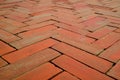 Diminishing Perspective of Geometry Pattern of Terracotta Brick Pathway at Ayutthaya Historical Park, Thailand