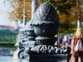 Diminishing perspective view with cast iron railing ornaments and fall street scene in Budapest Royalty Free Stock Photo