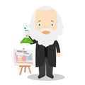 Dimitri Mendeleev cartoon character. Vector Illustration. Royalty Free Stock Photo