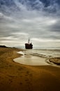 Dimitrios is an old ship wrecked on the Greek coast and abandoned on the beach Royalty Free Stock Photo