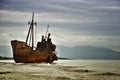 Dimitrios is an old ship wrecked on the Greek coast and abandoned on the beach Royalty Free Stock Photo