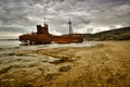 Dimitrios is an old ship wrecked on the Greek coast and abandoned on the beach Royalty Free Stock Photo