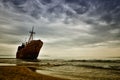 Dimitrios is an old ship wrecked on the Greek coast and abandoned on the beach Royalty Free Stock Photo