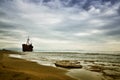 Dimitrios is an old ship wrecked on the Greek coast and abandoned on the beach Royalty Free Stock Photo