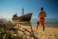 Dimitrios shipwreck in  Gythio, Greece Royalty Free Stock Photo