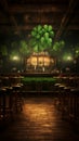 Dimly Lit Bar With Stools and Shamrock Decorations. Generative AI Royalty Free Stock Photo