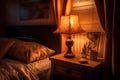 dimly lit bedside lamp creating warm ambiance Royalty Free Stock Photo