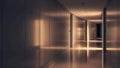 The hallway is long and straight with recessed ceiling lights Royalty Free Stock Photo