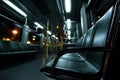 Empty Bus Interior at Night Royalty Free Stock Photo