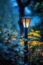 Garden Path Lamp Post Night Royalty Free Stock Photo