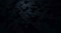 Dimly lit geometric pattern featuring a series of black hexagonal tiles in a 3D Royalty Free Stock Photo