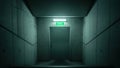 Dimly Lit Underground Exit Door In Concrete Hallway, Generative AI Royalty Free Stock Photo