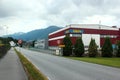 Dimmelsvik, Norway - June 17, 2018: Local office of Palfinger, an Austrian manufacturer of cranes