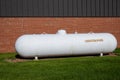 Dimondale MI - June 4, 2022: Large long white propane storage used for heating