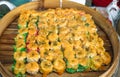 Dimsum mentai with various flavors in a steamer Royalty Free Stock Photo