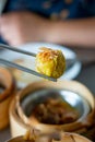 Dimsum with sauce on the table Royalty Free Stock Photo