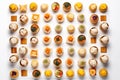 Dimsum seamless white background Top down view