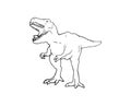 Dinosaur tyrannosaurus creature outline drawing. Wild and old animal, hand made symbol illustration. Fossil and old animal sketch. Royalty Free Stock Photo