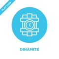 dinamite icon vector from military collection. Thin line dinamite outline icon vector illustration. Linear symbol for use on web