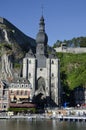 DINANT, NAMUR, BELGIUM, EUROPE, June 2019, Tourist with boats cruising along the River Meuse