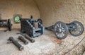 Cannon with spare parts in Citadel Fort, Dinant, Belgium