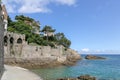 Dinard, Ille-et-Vilaine, France - July 31 2018: People enjoying the sun using the footpaths along the coastline for exercise