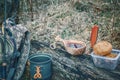 Dine outdoors while hiking Royalty Free Stock Photo