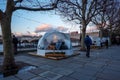 Diners in pop-up private `pods` / Igloos , London