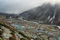 Dingboche village with clouds approaching