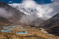 Dingboche village in Everest base camp trekking route, Himalaya mountains range in Everest region, Nepal Royalty Free Stock Photo