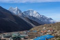 Dingboche village and Kangtega mountain peak in a morning, Everest region, Nepal