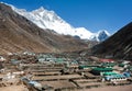 Dingboche village and mount Lhotse