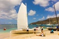 Dinghies arriving for a race in the caribbean Royalty Free Stock Photo